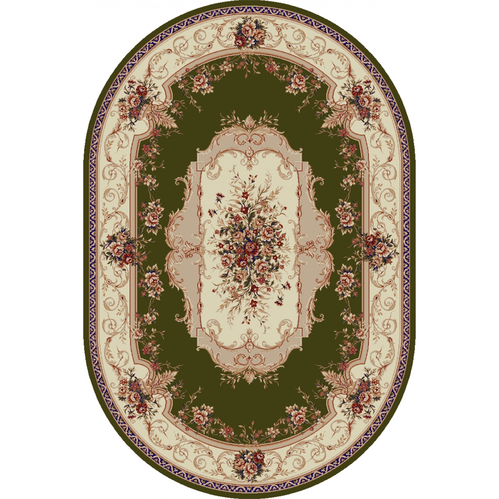 Covor Clasic, Lotos 507, Verde, Oval, 80x150 cm, 1800 gr/mp