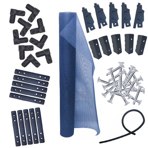 Pachet - Accesorii Plase insecte (GRI) - 20 xColtar + 10 xBalama + 5 xSnaper + 5 xManer + 70 xAutoforant + Garnitura, 30 metri liniari + 7 metri liniari xPlasa insecte, 100 cm