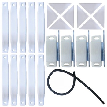 Pachet - 10 x Maner alb tip D pentru usa profil plase insecte + 8 x Coltar de intarire, Alb + 4 x Magnet pentru profil, Alb + Garnitura pentru profil, 20 metri liniari Pachet - 10 x Maner alb tip D pentru usa profil plase insecte + 8 x Coltar de intarire, Alb + 4 x Magnet pentru profil, Alb + Garnitura pentru profil, 20 metri liniari