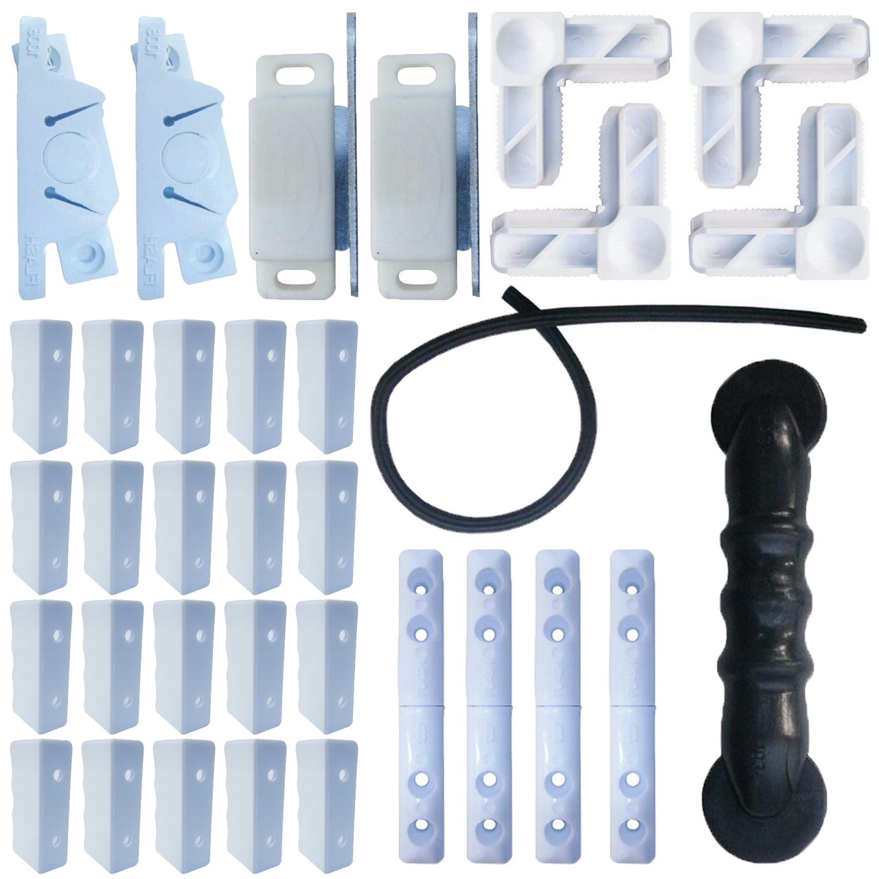 Pachet - Accesorii plasa insecte ( ALBE ) - 20 xManer plasa + Aparat introdus garnituri + Garnitura, 20 metri liniari + 4 xBalama + 2 xClips + 2 xMagnet + 4 xColtar