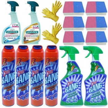 Pachet - 4 x Cillit Bang Spuma activa, 600ml + 2 x Cillit Bang Solutie bucatarie, 750ml + 6 x Set Bureti de vase, 2buc/set + 2 x Pereche manusi menaj + 2 x Sanytol Dezinfectant, 500ml (1xBucatarie, 1xBaie) Pachet - 4 x Cillit Bang Spuma activa, 600ml + 2 x Cillit Bang Solutie bucatarie, 750ml + 6 x Set Bureti de vase, 2buc/set + 2 x Pereche manusi menaj + 2 x Sanytol Dezinfectant, 500ml (1xBucatarie, 1xBaie)