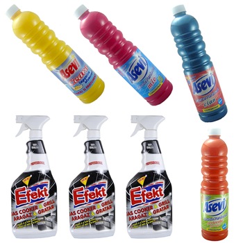 Pachet - 3 x Efekt Degresant pentru aragaz, 750 ml + 4 x Asevi solutie pentru pardoseala, 1L (ceara, cian, portocala, mio) Pachet - 3 x Efekt Degresant pentru aragaz, 750 ml + 4 x Asevi solutie pentru pardoseala, 1L (ceara, cian, portocala, mio)