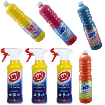 Pachet - 3 x Savo solutie antimucegai universala, 500ml + 4 x Asevi solutie pentru pardoseli, 500 ml (Mio, Pin, Ceara, Portocala) Pachet - 3 x Savo solutie antimucegai universala, 500ml + 4 x Asevi solutie pentru pardoseli, 500 ml (Mio, Pin, Ceara, Portocala)