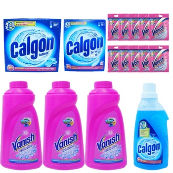 Pachet - 3 x Vanish Oxi Action lichid, 1L + Calgon anti-calcar gel, 750ml + Calgon anti-calcar pudra, 500g + Calgon anti-calcar tablete, 12buc + 10 x Vanish praf, 30g Pachet - 3 x Vanish Oxi Action lichid, 1L + Calgon anti-calcar gel, 750ml + Calgon anti-calcar pudra, 500g + Calgon anti-calcar tablete, 12buc + 10 x Vanish praf, 30g