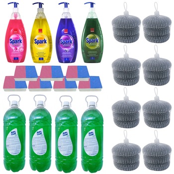 Pachet - 4 x Marine Coral Detergent de vase, mar verde, 3L + 4 x Sano Spark Detergent lichid de vase, 1L (4 modele diferite) + 7 x Set 2 bureti de vase + 8 x Set 3 bureti de sarma Pachet - 4 x Marine Coral Detergent de vase, mar verde, 3L + 4 x Sano Spark Detergent lichid de vase, 1L (4 modele diferite) + 7 x Set 2 bureti de vase + 8 x Set 3 bureti de sarma
