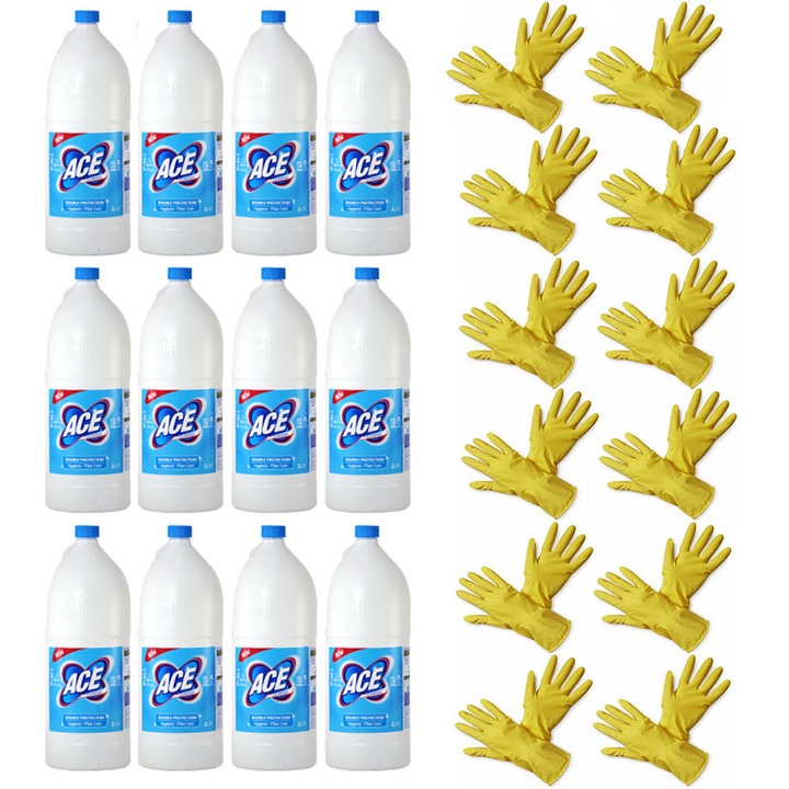 Ace Mosodai klór és kesztyű szett, 24l, 12 pár gumikesztyű