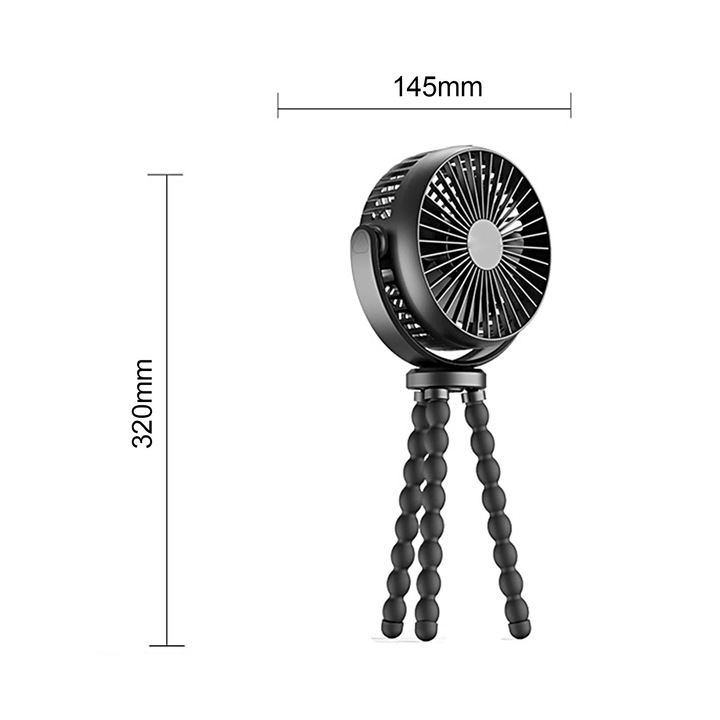 Преносим вентилатор Octopus, ABS, 3 скорости, 32x14.5x6.6cm
