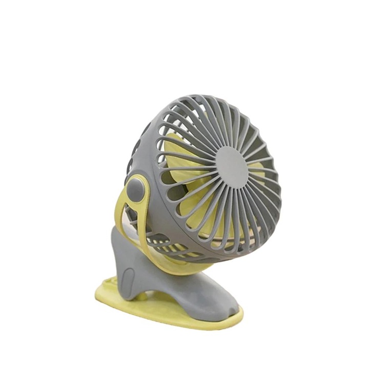 Настолен вентилатор с клипс, Преносим, въртене на 360°, USB, 13.7x8.7x16.1cm