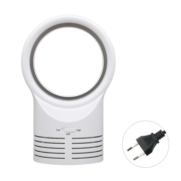 Преносим настолен вентилатор, дизайн без перки, ABS, 13.1x17.3x27cm, 5V, 6W