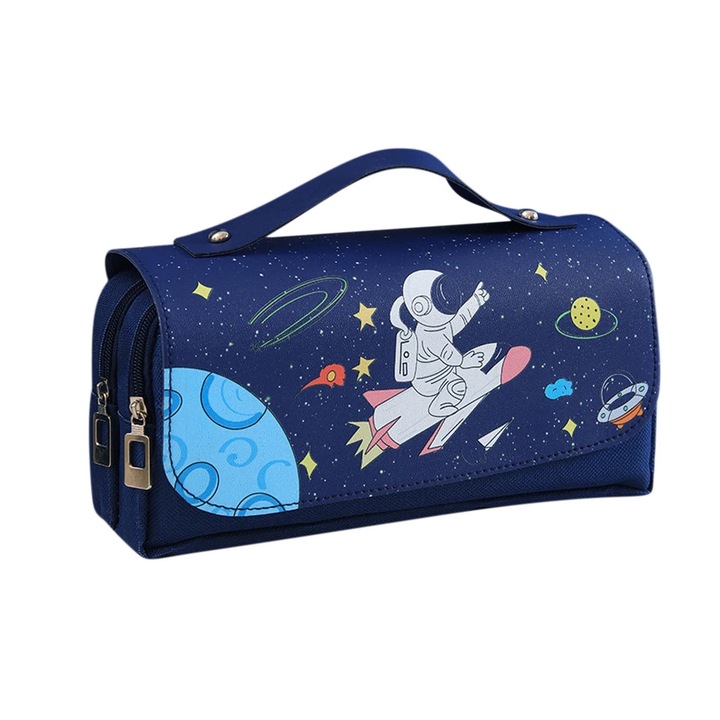 Моливник, Space Astronaut, голям капацитет, 21x10x8cm, за момчета и момичета, три слоя