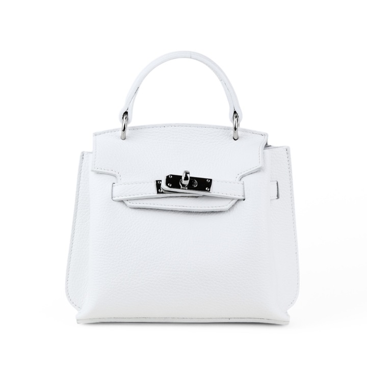 Aida kézitáska, Moranti, natúr bőr, fehér, 19x7x15cm