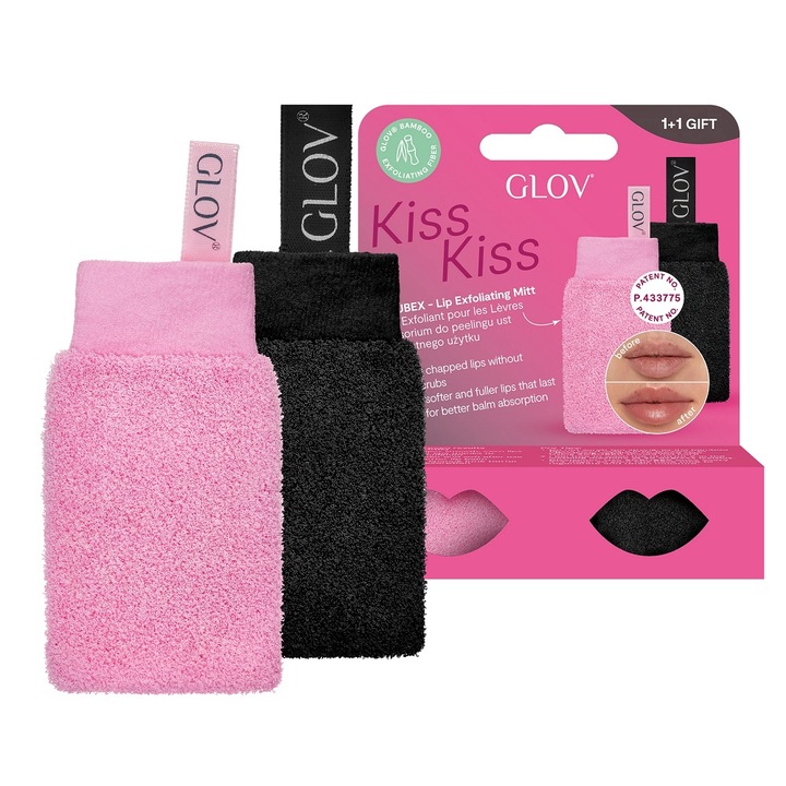 Set Exfoliere Buze Glov Kiss&Kiss, 1 buc, hidratare, delicat, multicolor