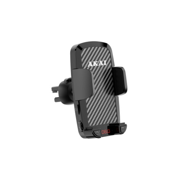 Suport Telefon Reglabil Auto pentru Grila Ventilatie, cu Functie de Transmitator FM si Bluetooth