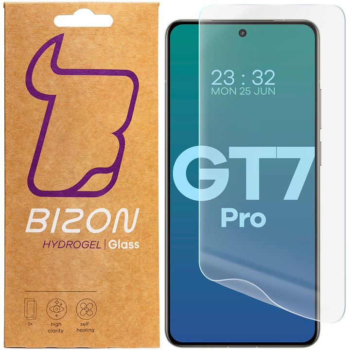 Комплект 2x Стъклен протектор Bizon Glass Hydrogel Screen, за Realme GT 7 Pro, Прозрачен