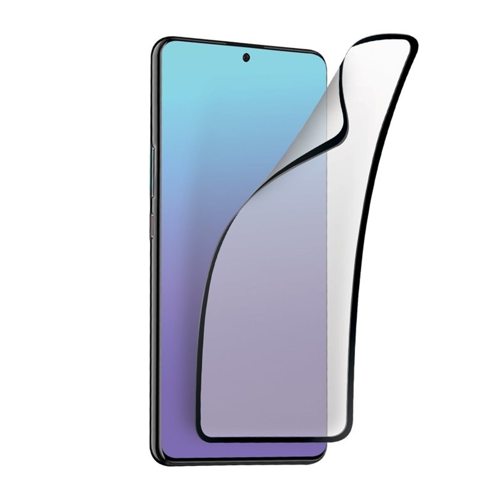 Compatibil cu Xiaomi 15T Pro 5G - folie flexibilă full glue cu ramă neagră (se mulează și pe partea curbată)