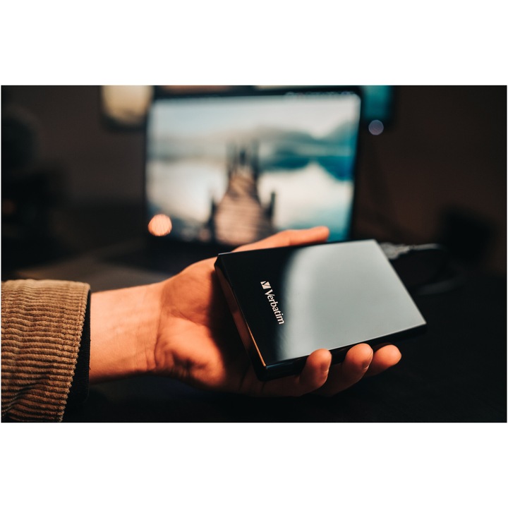 SSD extern portabil Verbatim Store 'n' Go Slim USB 3.2 Gen 1 / USB-C® 1TB, Negru