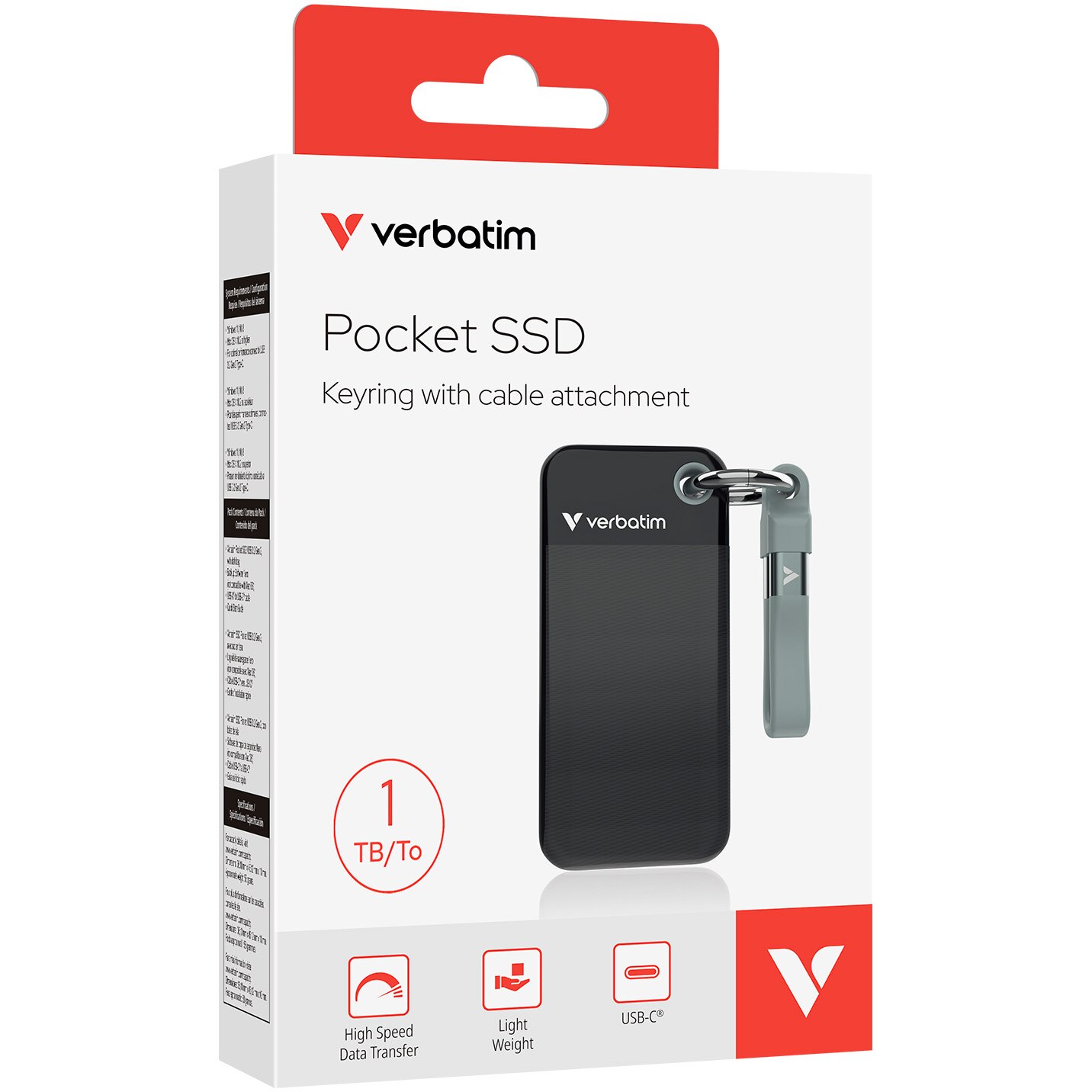 SSD extern Pocket Verbatim USB 3.2 Gen 2, 1TB Negru/Gri - eMAG.ro