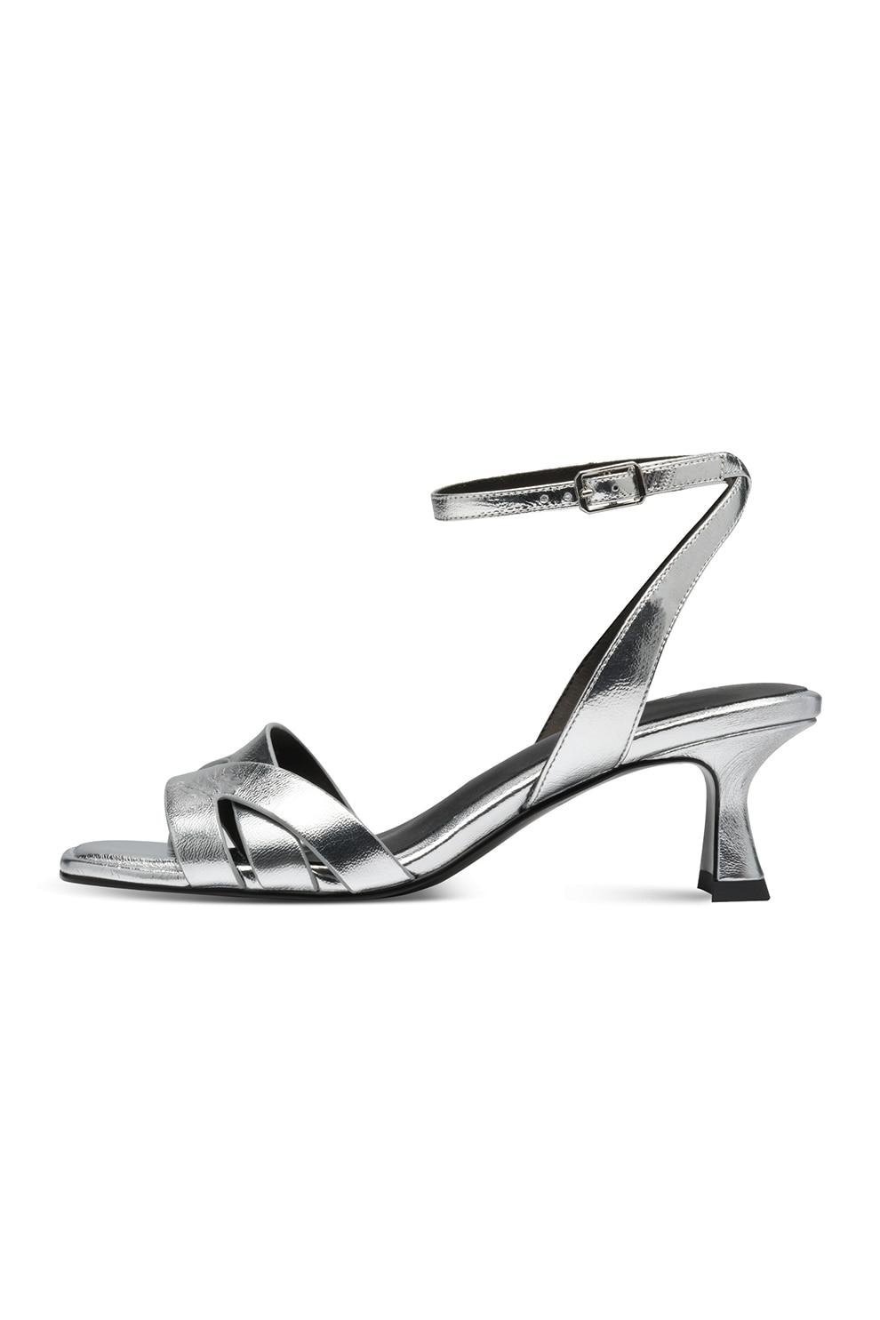 NEWD, Sandale de piele cu catarame, Argintiu, 37