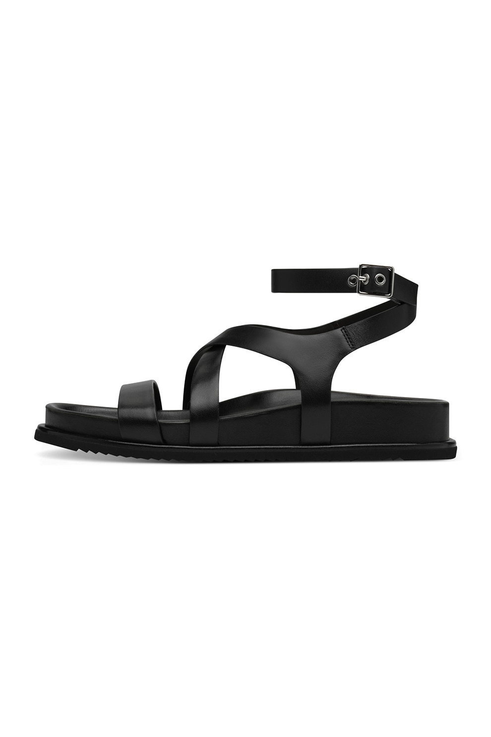 NEWD, Sandale de piele cu catarame, Negru, 39
