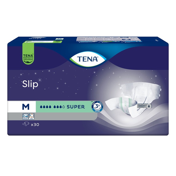 Scutece pentru incontinenta adulti, Tena Slip Premium Super M, marime M, 30 bucati