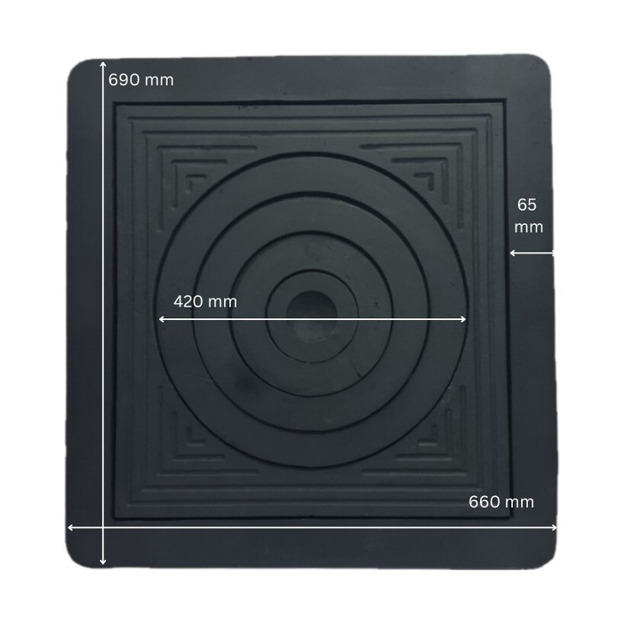 Plita din fonta + Rama 690mm L x 660 mm l, 20 mm grosime