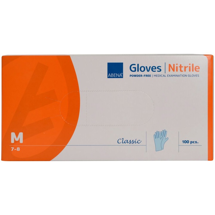ABENA, Manusi pentru examinare, nitril, albastre, nepudrate, Classic, M, 100 buc.