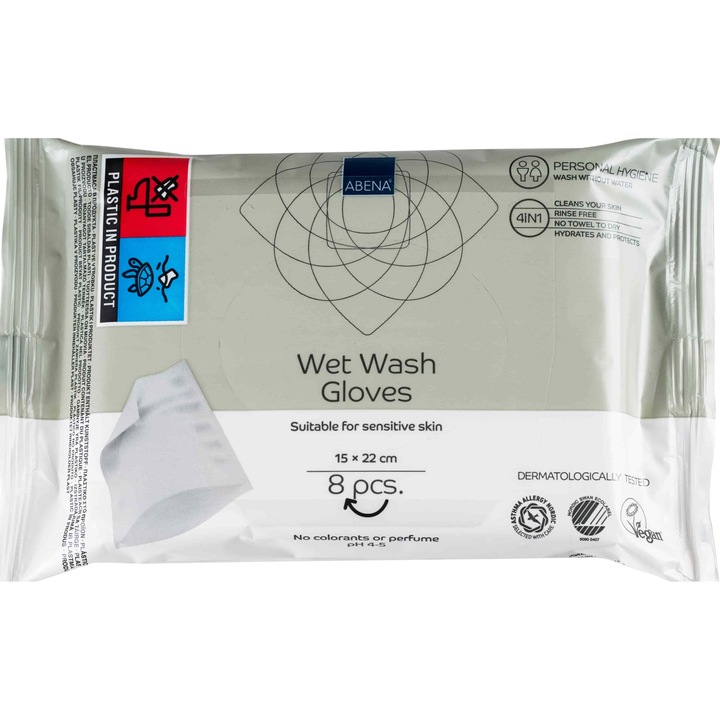 Manusi umede pentru spalarea corpului, 22x15 cm, 8 buc., ABENA