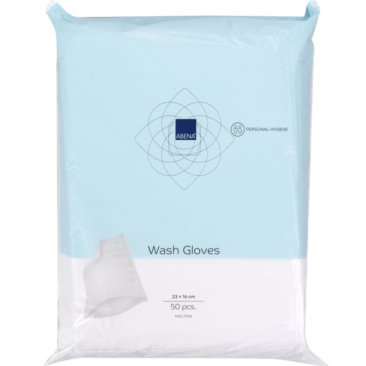 Manusi pentru spalarea corpului, Wash Glove Molton, material netesut, 16x23 cm, 50 buc., ABENA
