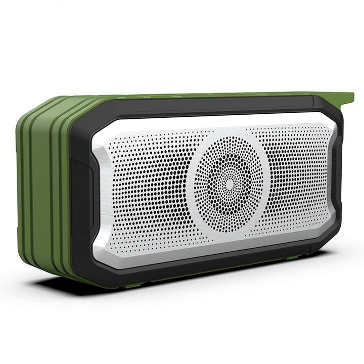 Boxa portabila, rezistenta la apa IPX7, X3 5W, Bluetooth V5.0, USB/AUX/TF Card, Verde Militar
