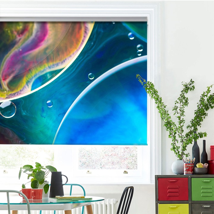 Rolete Art Shade Multicolore tip Jaluzele cu Rulou si sistem inclus Bile Care Se Intalnesc Decoratiuni, Latime 65 cm x Inaltime 250 cm