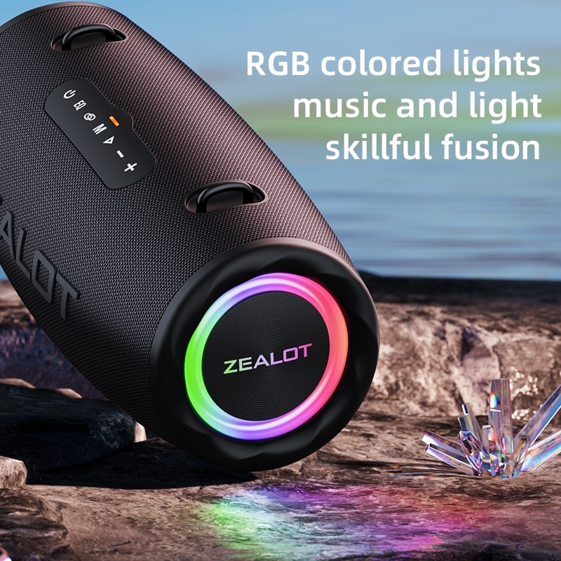 Boxa portabila, Zealot S87, Bluetooth 5.2, Waterproof, Lumini RGB