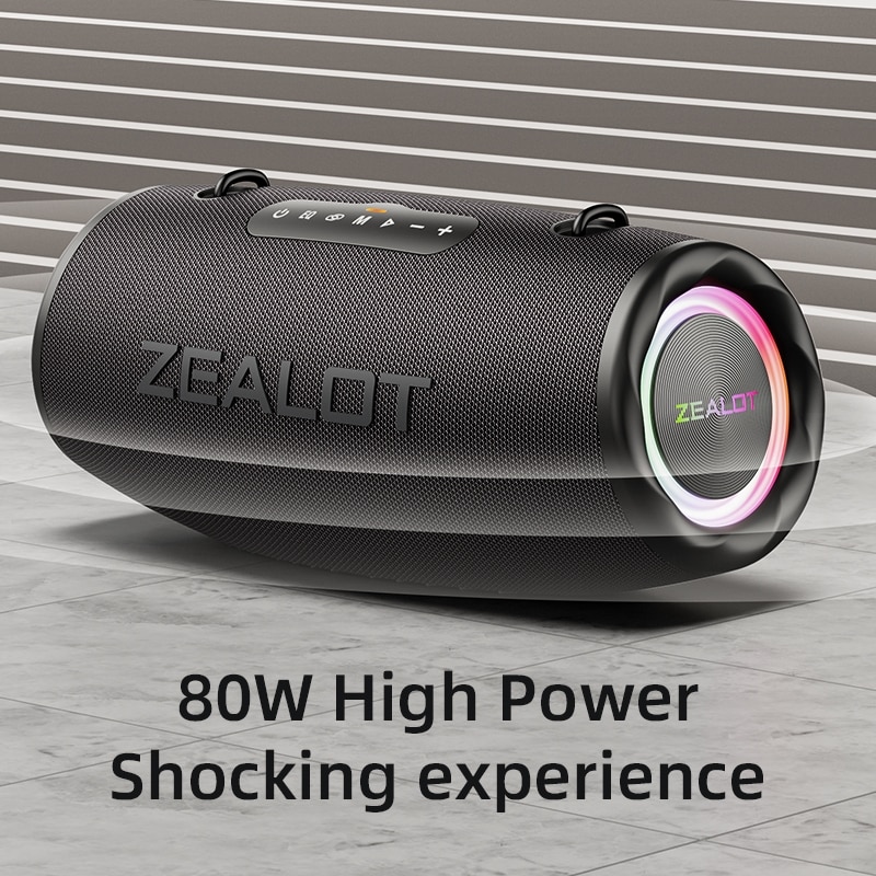Boxa portabila, Zealot S87, Bluetooth 5.2, Waterproof, Lumini RGB
