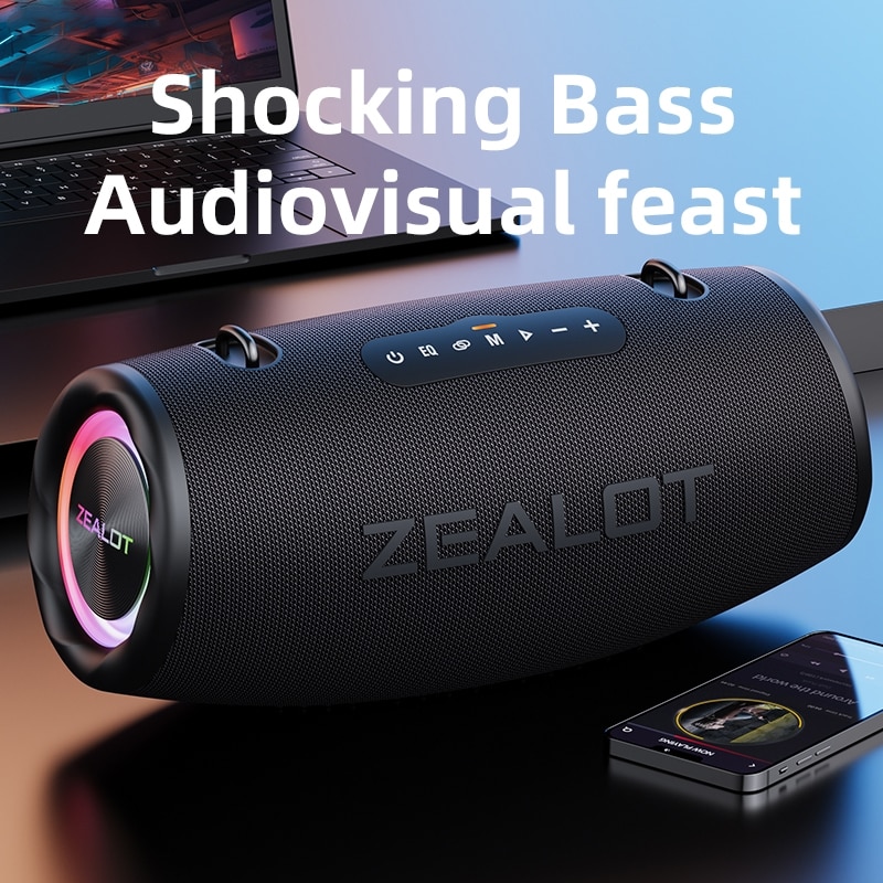 Boxa portabila, Zealot S87, Bluetooth 5.2, Waterproof, Lumini RGB