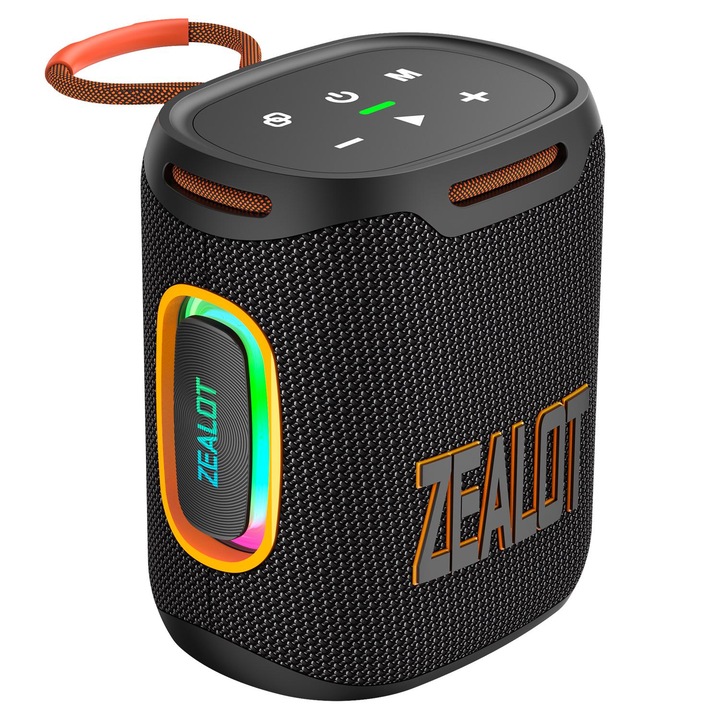 Boxa portabila Zealot S122, Bluetooth 5.4, IPX6, 25W, RGB Light, 6000mAh, Negru