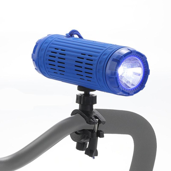 Boxa portabila wireless, mini, T&G TG312 LED, Bluetooth 5.0, Waterproof, TF/USB, Radio FM, TWS, Autonomie 3h, Albastru