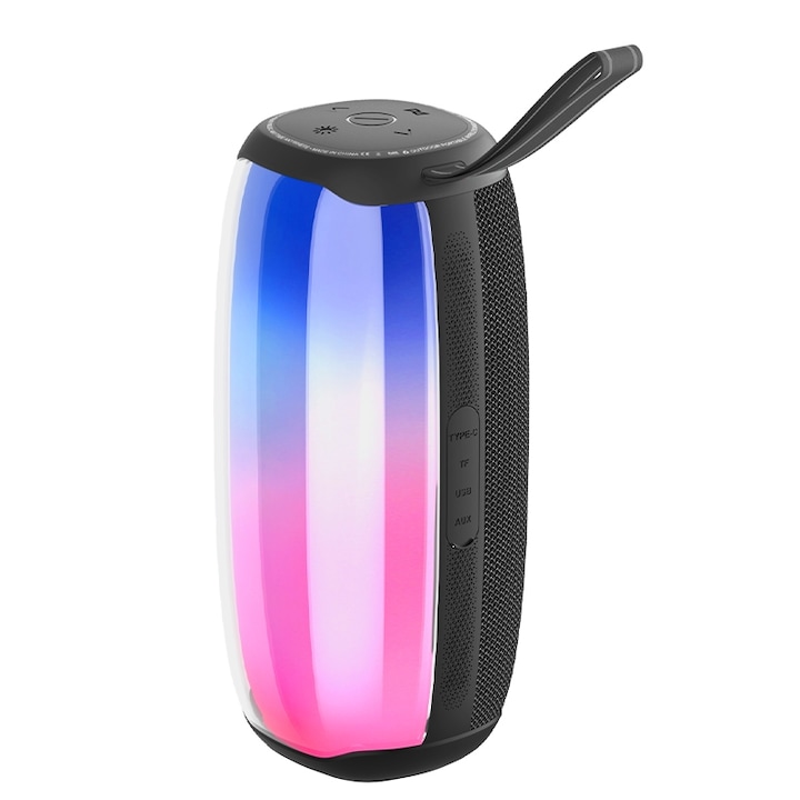 Boxa portabila wireless, mini, T&G TG674, Bluetooth 5.3, RGB Light, TWS, FM, USB/TF, Hands-free calling, 3h Autonomie, Albastru