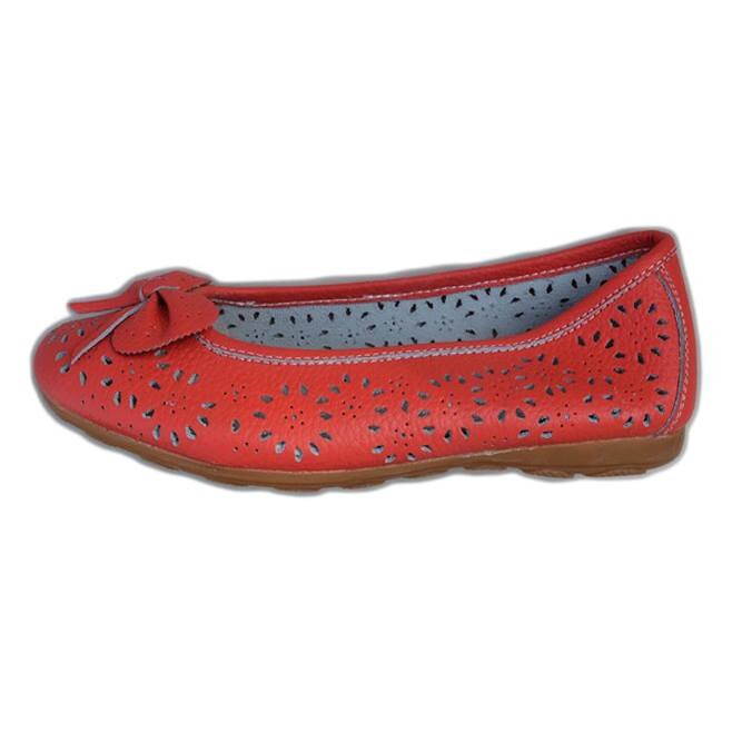 Balerini cu perforatii in forme florale si funda in fata,D&J Exclusive, Corai