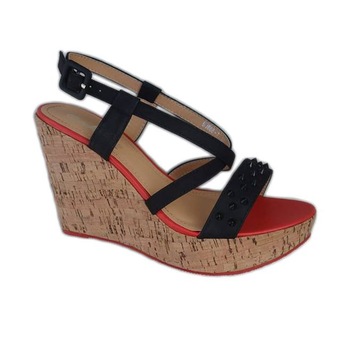 Sandale cu platforma pepit si bareta cu tinte negre, D&J Exclusive, Negru Sandale cu platforma pepit si bareta cu tinte negre, D&J Exclusive, Negru