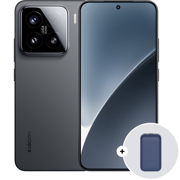 Смартфон Xiaomi 15, 12GB RAM, 512GB, 5G, Black + Xiaomi 10W Wireless Power Bank 10000mah