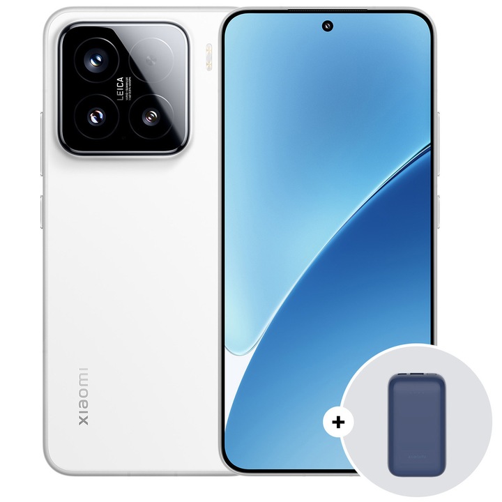 Смартфон Xiaomi 15, 12GB RAM, 512GB, 5G, White + Xiaomi 10W Wireless Power Bank