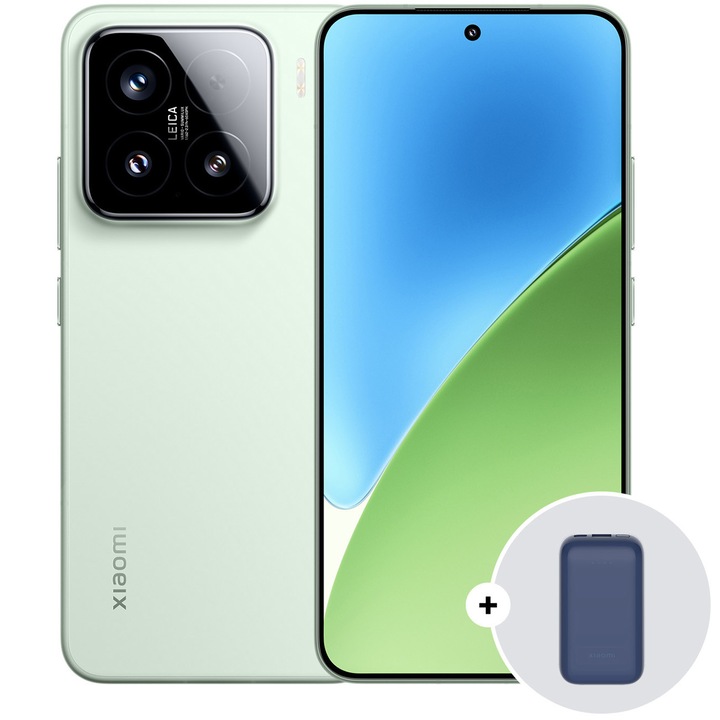 Смартфон Xiaomi 15, 12GB RAM, 512GB, 5G, Green + Xiaomi 10W Wireless Power Bank 10000mah