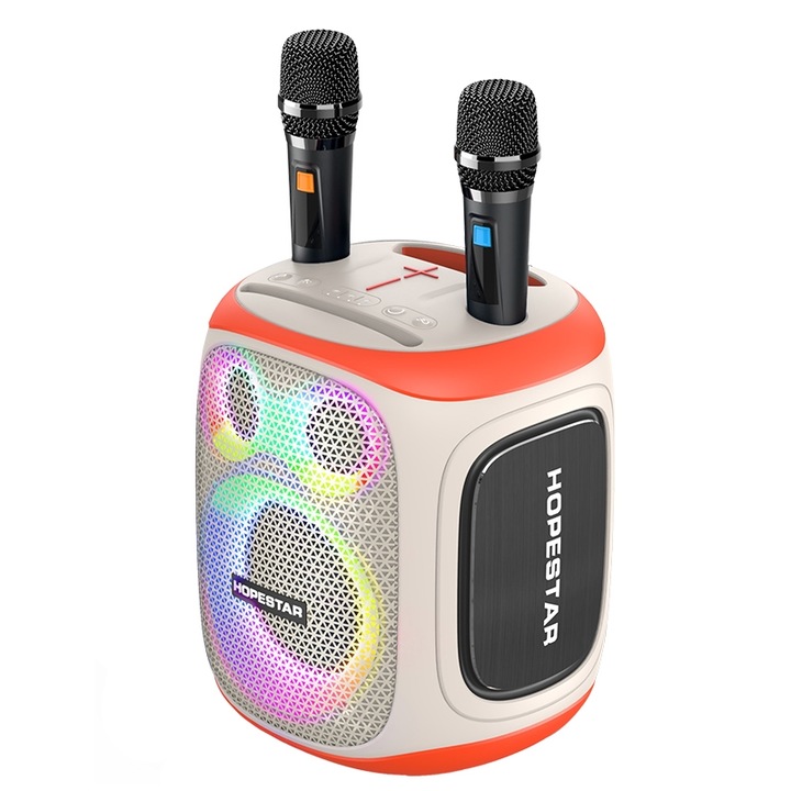 Boxa portabila wireless, mini, HOPESTAR PARTY130, Bej, Waterproof, Bluetooth 5.0, Dual Mic, 10h Autonomie