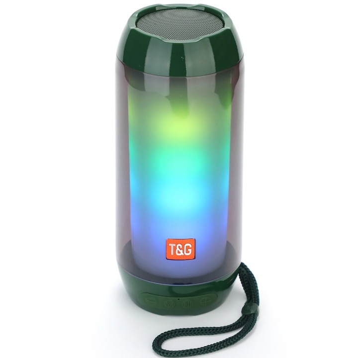 Boxa portabila, rezistenta la apa si socuri, T&G TG635, Bluetooth 5.0, 2x5W, 10m, 1200mAh, Gri