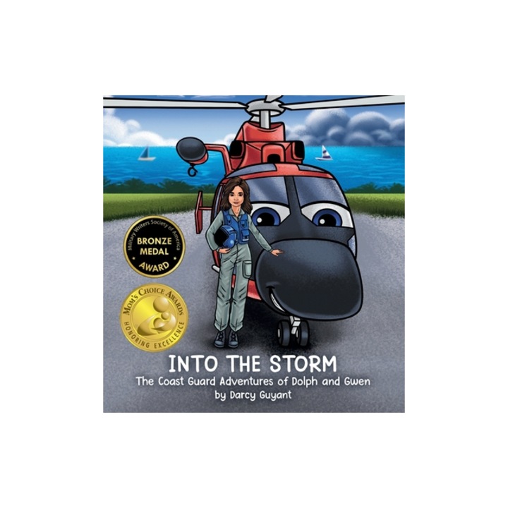 Into The Storm Dolph helicopter, Gwen pilot and crew takeoff on a Coast Guard Search and Rescue requiring courage, trust, and tea, Darcy Guyant