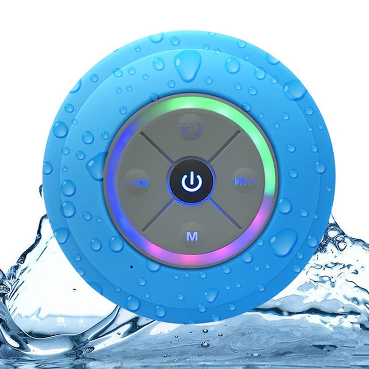 Boxa portabila rezistenta la apa BTS-09, Bluetooth 4.0, Led, FM Radio, TF Card, Negru