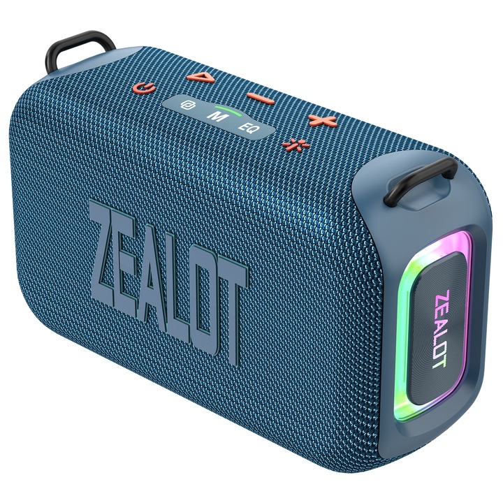 Boxa portabila, rezistenta la apa Zealot S85, 50W, Bluetooth 5.3, IPX6 Waterproof, 6h Autonomie, Albastru