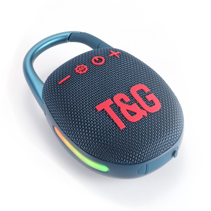 Boxa portabila wireless, mini, T&G TG447, Mini, Bluetooth 5.3, 1200mAh, 4h Autonomie, Albastru
