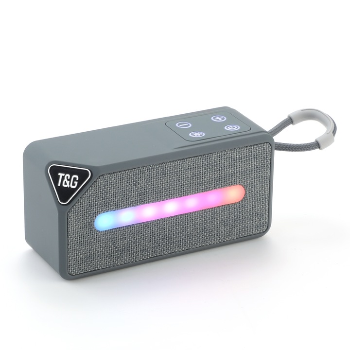 Boxa portabila wireless, mini, T&G TG685, Bluetooth 5.3, LED Light, FM, USB/TF, TWS, 3h Autonomie, Rosu