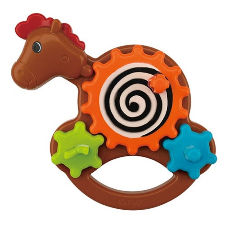 Jucarie interactiva copii, KS, cal cu trei butoane, multicolor, 30x25cm