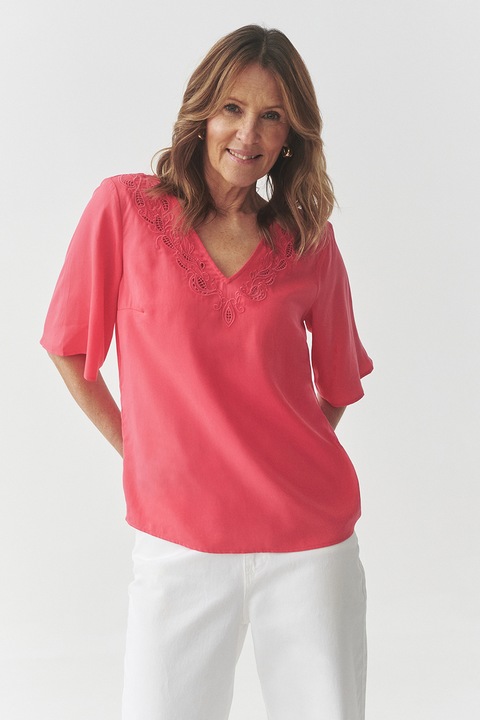 Tatuum, Bluza din lyocell cu maneci medi fluture, Rosu